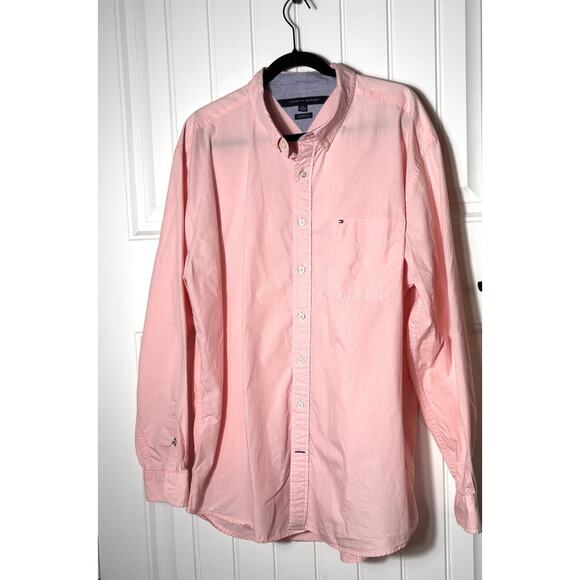 Tommy Hilfiger Men’s XXL Pink Button Down Shirt Preppy Business Night Out - Picture 1 of 5